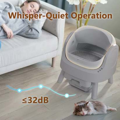 Automatic Cat Litter Box Self-Cleaning with Safety Protection, Mat and Trash Bags Included, Steel