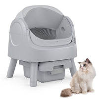 Automatic Cat Litter Box Self-Cleaning with Safety Protection, Mat and Trash Bags Included, Steel