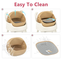 Automatic Cat Litter Box Self-Cleaning with Safety Protection, Mat and Trash Bags Included, Brown