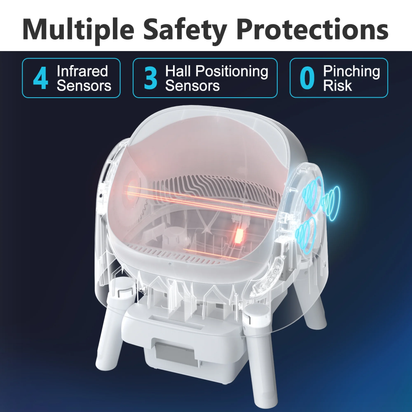 Automatic Cat Litter Box Self-Cleaning with Safety Protection, Mat and Trash Bags Included, White