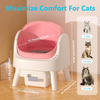 Automatic Cat Litter Box Self-Cleaning with Safety Protection, Mat and Trash Bags Included, Pink