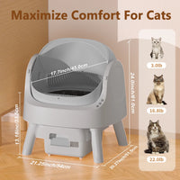 Automatic Cat Litter Box Self-Cleaning with Safety Protection, Mat and Trash Bags Included, Steel