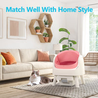 Automatic Cat Litter Box Self-Cleaning with Safety Protection, Mat and Trash Bags Included, Pink