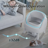 Automatic Cat Litter Box Self-Cleaning with Safety Protection, Mat and Trash Bags Included, White