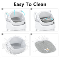 Automatic Cat Litter Box Self-Cleaning with Safety Protection, Mat and Trash Bags Included, White