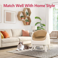 Automatic Cat Litter Box Self-Cleaning with Safety Protection, Mat and Trash Bags Included, Brown