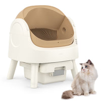 Automatic Cat Litter Box Self-Cleaning with Safety Protection, Mat and Trash Bags Included, Brown