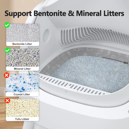Automatic Cat Litter Box Self-Cleaning with Safety Protection, Mat and Trash Bags Included, White