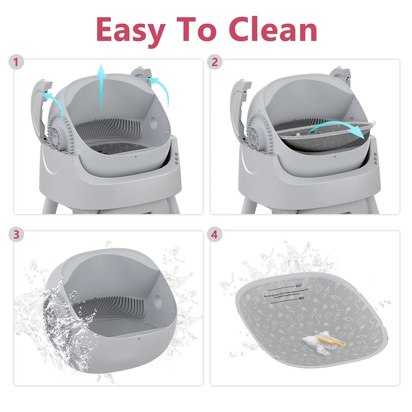 Automatic Cat Litter Box Self-Cleaning with Safety Protection, Mat and Trash Bags Included, Steel